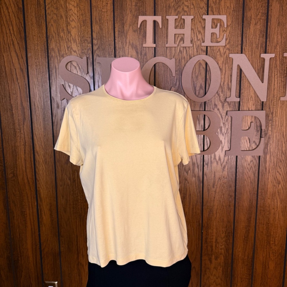 Jones New York Sport T-Shirt Womens XL Yellow Cotton Short Sleeve Crew Neck Tee